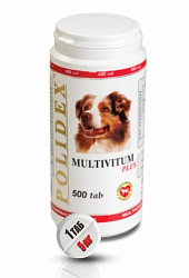 Polidex Multivitum Plus для собак Обогащение организма витаминами и минералами 500 таблеток