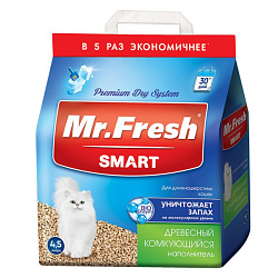 Mr.Fresh Smart древесный комкующийся наполнитель для длинношерстных кошек 4,5л