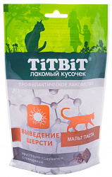 TiTBiT лакомство для кошек хрустящие подушечки с говядиной для выведения шерсти 60гр