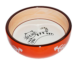 Миска керамика №1 кошка,косточки 13,4*4см 216