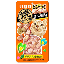 INABA Tobitsuku Yakikatsuo Лакомство для кошек Снеки с куриным филе и тунец кацуобуси 25гр
