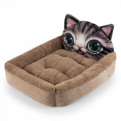 Лежак Котик 3D беж, 40*55см НСК