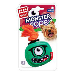 Игрушка для собак GiGwi Монстр с пищалкой и веревкой 8см, серия MONSTER ROPE 75515