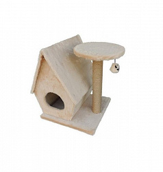 Когтеточка ZooМoDa Домик меховой с полкой для кошек №005