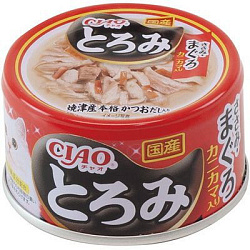 INABA Ciao Toromi влажный корм для кошек с куриным филе, тунцом магуро и сурими, в бульоне 80гр