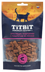 TiTBiT лакомство для кошек хрустящие подушечки с паштетом из лосося 60гр