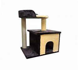 Когтеточка ZooМoDa комплекс дом квадрат 2-х уровневый мех №038