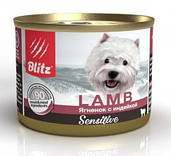 Blitz Sensitive Dog Adult влажный корм для собак взрослых всех пород с ягненком и индейкой в суфле 200гр