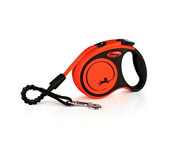 Поводок рулетка FLEXI Xtreme ремень 3м 15 кг черный/оранжевый