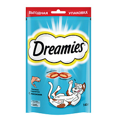 Dreamies лакомые подушечки лакомство для кошек с лососем 140гр