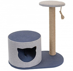 Когтеточка Домик Дарэлл Navy круглый с полкой 66*36*79см 833122