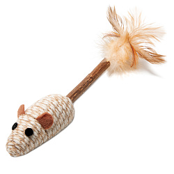Игрушка для кошек NATURAL из мататаби "Мышка с перьями", 70/180мм Triol