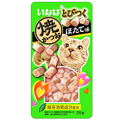 INABA Tobitsuku Yakikatsuo Лакомство для кошек Снеки с куриным филе и тунцом с гребешком 25гр