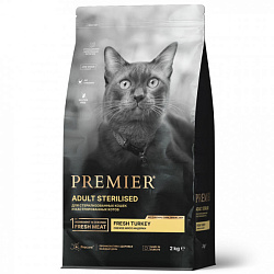Premier Cat Sterilised корм сухой для кошек взрослых стерилизованных свежее мясо индейки 2кг