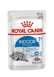 Royal Canin Indoor Sterilised 7+ влажный корм для кошек стерилизованных пожилых домашних старше 7 лет в желе 85гр