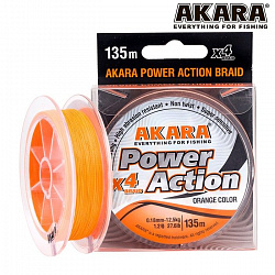 Шнур Akara Power Action X-4 135м Orange 0,12мм