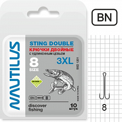 Крючок-двойник Nautilus Double  X-Long series Worm 1201 №8