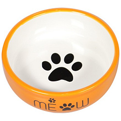 Миска керамика для кошек MEOW! 380мл оранжевая Mr.Kranch