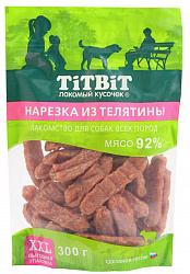TiTBiT лакомство для собак нарезка из телятины 300гр 