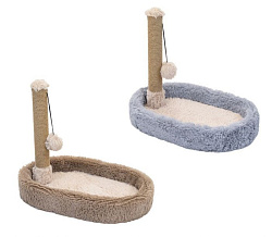 Когтеточка лежанка овальная со столбиком ПУХ-2 55*36*47 см 84054