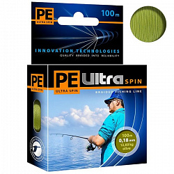 Шнур AQUA PE ULTRA SPIN 0,18мм 100м оливковый
