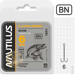 Крючок-двойник Nautilus Double  X-Long series Worm 1201 №6