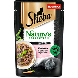 Sheba Nature's Collection влажный корм для кошек с лососем и горохом в соусе 75гр
