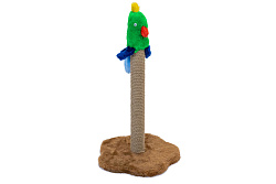 Когтеточка ЧИП столбик с попугаем 35*35*59см столбик джут бежевая