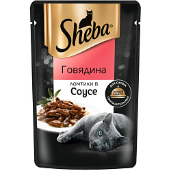 Sheba влажный корм для кошек ломтики с говядиной в соусе 75гр