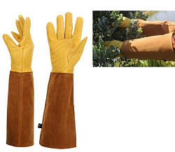Перчатки садовые для роз L натуральная кожа быка низ+искуственная замша верх