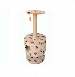 Когтеточка ZooМoDa Домик меховой круглый с подставкой для кошек №021