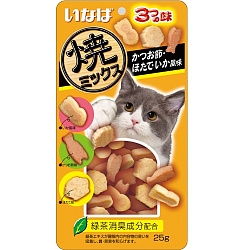 INABA Yakimiksu Лакомство для кошек Снеки с кацуобуси и гребешок с кальмаром 25гр