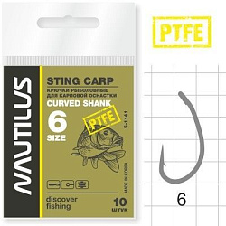 Крючок Nautilus Sting Curved Shank №6 S-1141PTFE