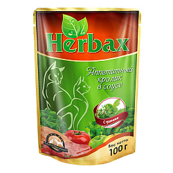 Herbax влажный корм для кошек аппетитный кролик в соусе 100гр