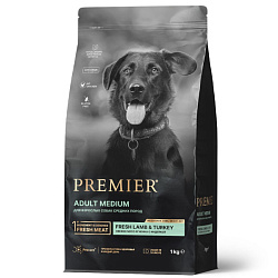 Premier Dog Adult Medium корм сухой для собак средних пород свежее мясо ягненка с индейкой 1кг