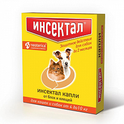 Инсектал для кошек и собак капли на холку 4-10кг (упак. 1 пипетка)