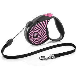 Поводок рулетка FLEXI Life Geometry Pink S 5м до 12кг, трос