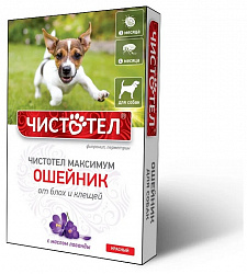 Чистотел Максимум для собак ошейник от блох красный 65см