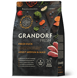 Grandorf Fresh Dog Adult Medium & Maxi Duck & Sweet Potato корм сухой беззерновой для собак взрослых средних и крупных пород с уткой и бататом 3кг