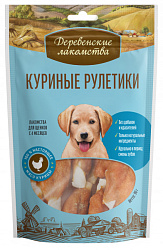 Деревенские лакомства для щенков Куринные рулетики 90гр