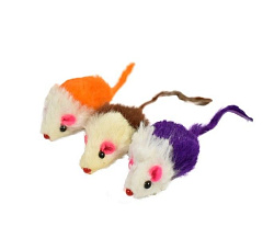 Игрушка для кошек ZooMoDa Мышь 5см натуральный мех черно/белая