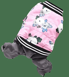 Комбинезон для собак Уют розовый с белыми розами,р.XL дл.37