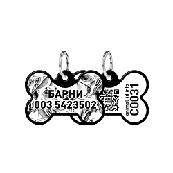 Адресник Коллар (Collar) Smart ID c QR-паспортом, кость, с рисунком 38*25мм золото