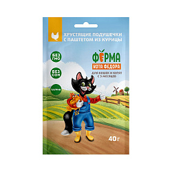 Лакомство Ферма кота Федора хрустящие подушечки для кошек и котят с паштетом из курицы 40 г
