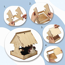 Кормушка для птиц уличная, дерево 18*16*15см Разобранная "Бычок" Greengo