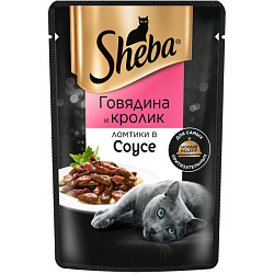 Sheba влажный корм для кошек ломтики с говядиной и кроликом в соусе 75гр
