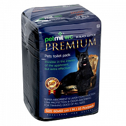 Пеленки впитывающие для животных PETMIL PREMIUM 60*90 сорбент.8шт (черные) 