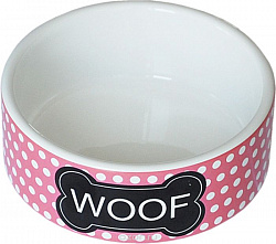 Миска керамика №1 Woof бело-розовая 12.5*5см 1209