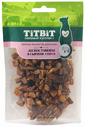 TiTBiT лакомство для кошек вяленое говяжье легкое в сырном соусе 25гр