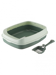 Туалет для кошек Pet-it Modern с бортиками 46*34*12 совок в комплекте, зеленый	24614